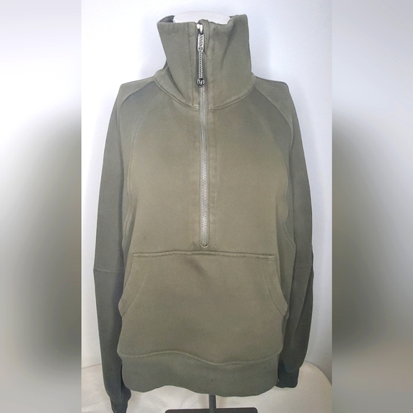 Lululemon Size XS/S Scuba Fleece Green Olive Color-Cropped Half Zip-Up - Picture 3 of 13